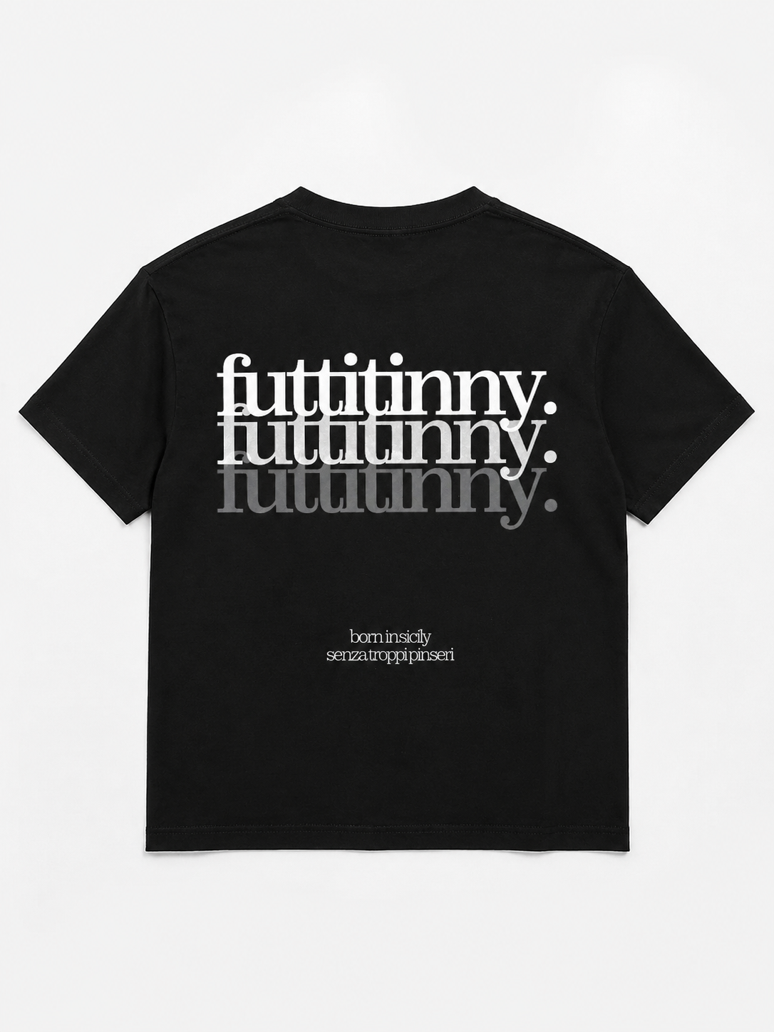 T-shirt nera futtitinny con stampa Born in Sicily