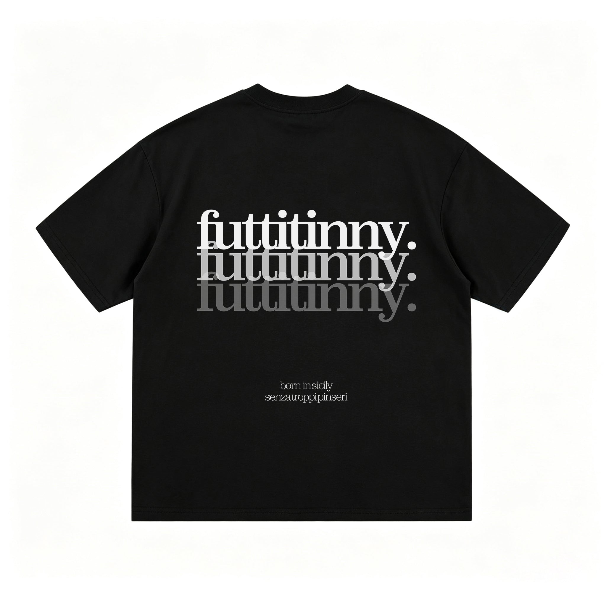 T-shirt nera Born in Sicily — retro